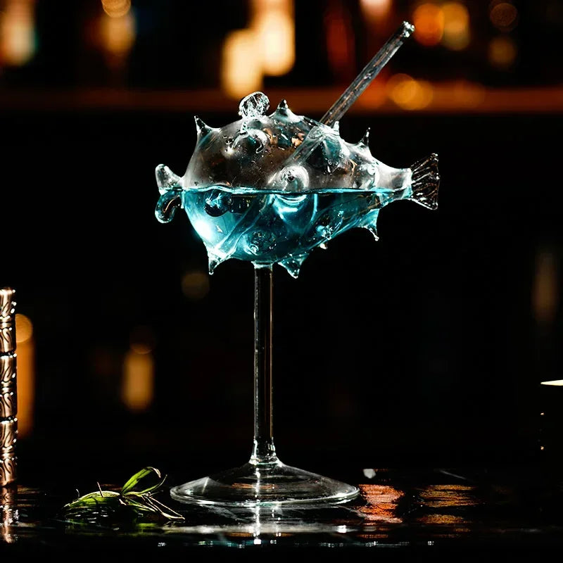 Bicchiere da Cocktail artigianale calice a forma di pesce Porcupine-bicchieri unici per KTV Nightclub Party Wine Cup