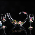 Decanter per tazze di vino rosso in vetro di cristallo smaltato a margherita Utensili per vino di lusso in vetro con piede alto per vino rosso