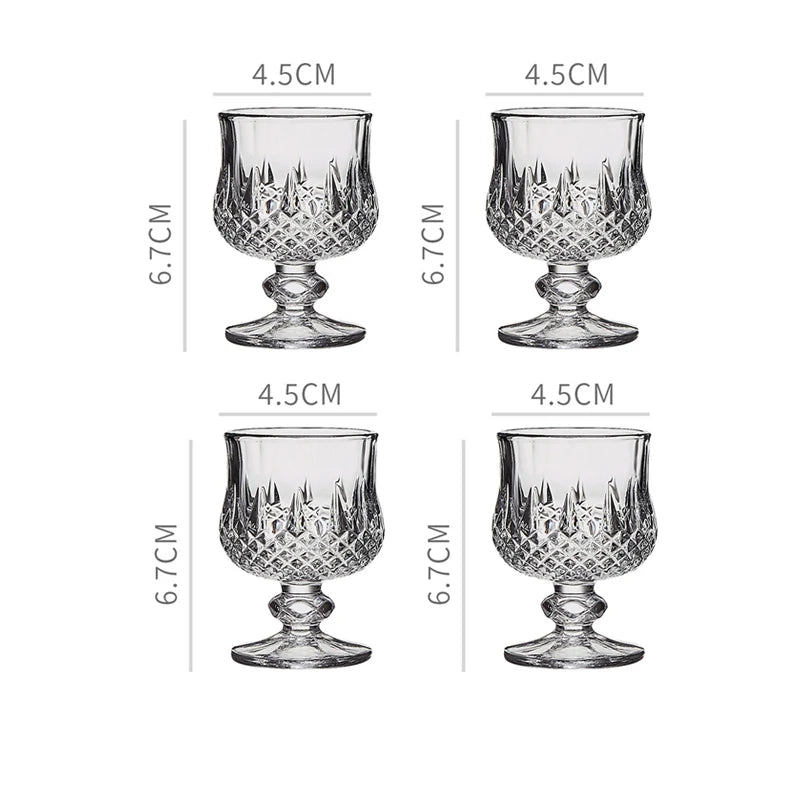 4 pezzi set di bicchieri da cocktail squisiti da 50 ml bicchieri da vino piccoli intagliati vintage bicchieri da liquori per feste bicchieri da vino dolce trasparenti di fascia alta