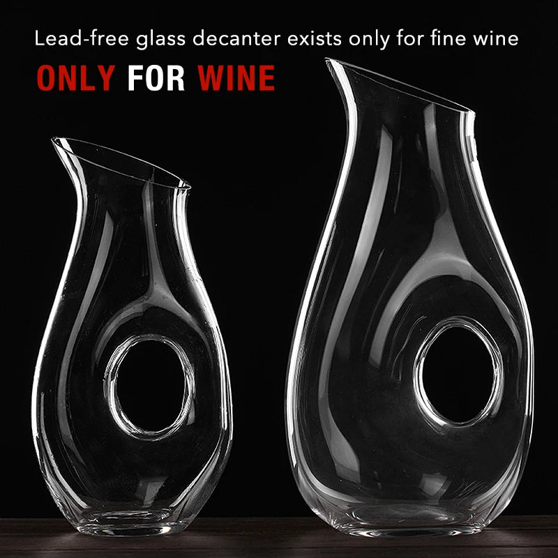 Decanter per vino a cerchio cavo - Decanter con eleganza Decanter per vino rosso in vetro trasparente senza piombo Contenitore per succo Decanter per vino
