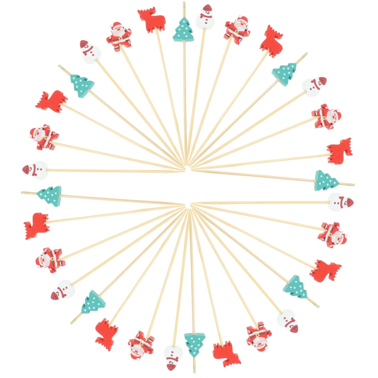 100 pezzi di frutta di bambù per feste di Natale, bastoncini da cocktail usa e getta, antipasti, snack, decorazioni natalizie per alimenti, antipasti