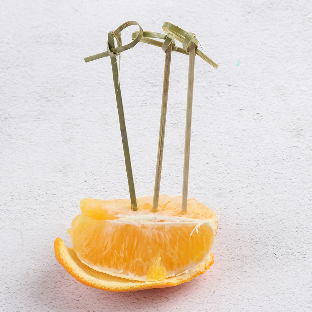 100 pezzi Barbeque Bar Tool Kitchen & Bar Cocktail Picks Bamboo Knot spiedini Fruit Forks Stick