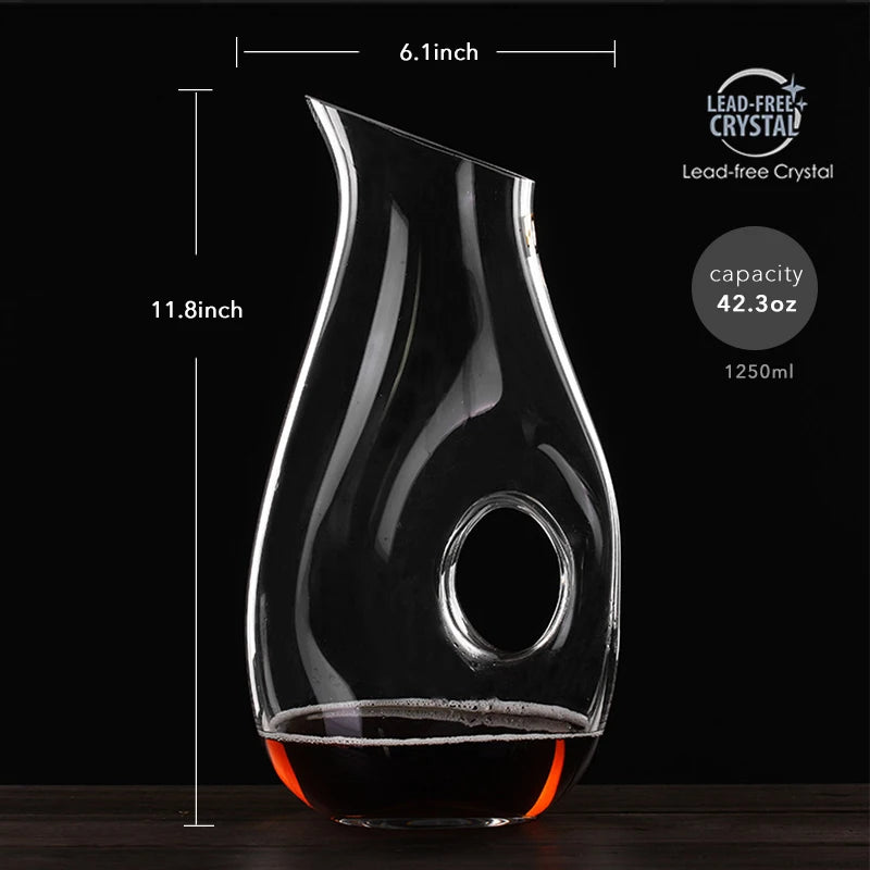 Decanter per vino a cerchio cavo - Decanter con eleganza Decanter per vino rosso in vetro trasparente senza piombo Contenitore per succo Decanter per vino