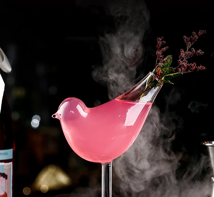 Bicchiere da cocktail creativo con pesciolini, polpo, cigno, uccello, calice trasparente con cannuccia, tazza di succo di vino per feste, bar, discoteca