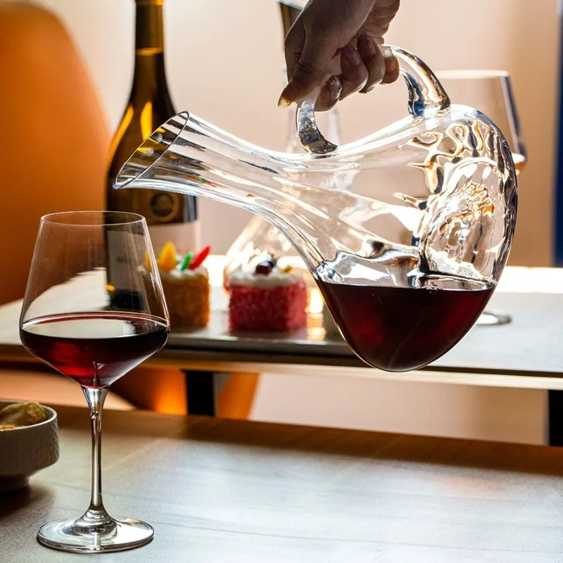 Decanter per vino in vetro di cristallo di lusso in stile europeo con manico per vino rosso Accessori per bere eleganti articoli da bar per la casa