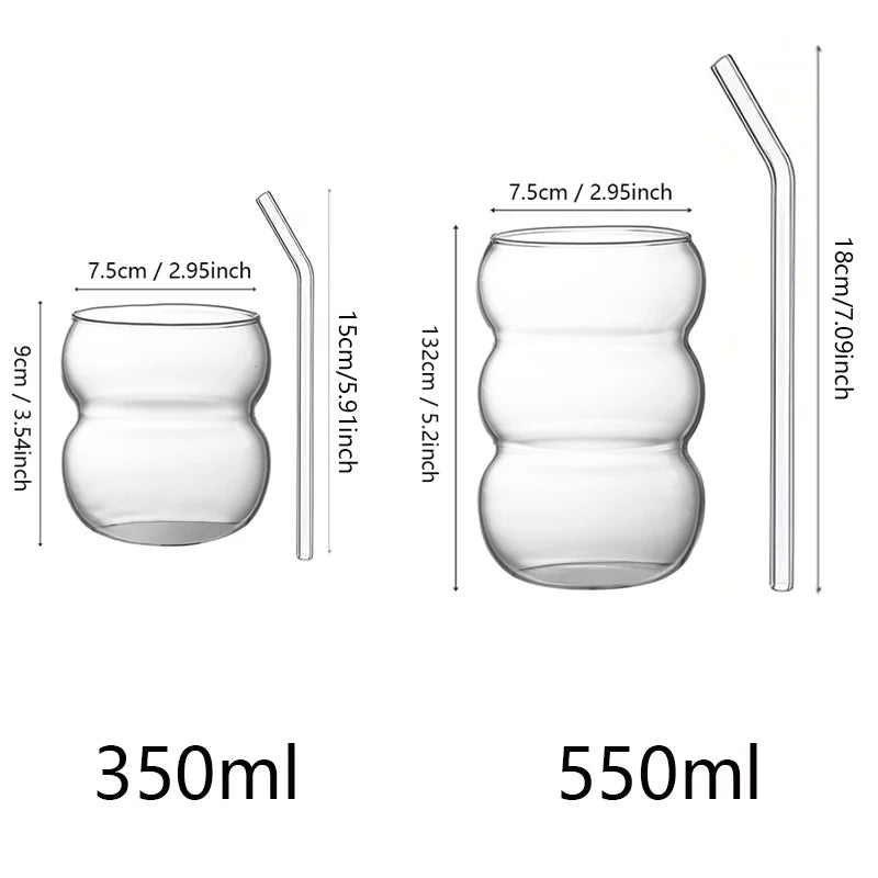350/550ml Tazza di vetro trasparente Tazza di caffè freddo con cannuccia Dessert Succo di latte Bicchieri Tazza Bicchieri da cocktail per feste Tazza da tè