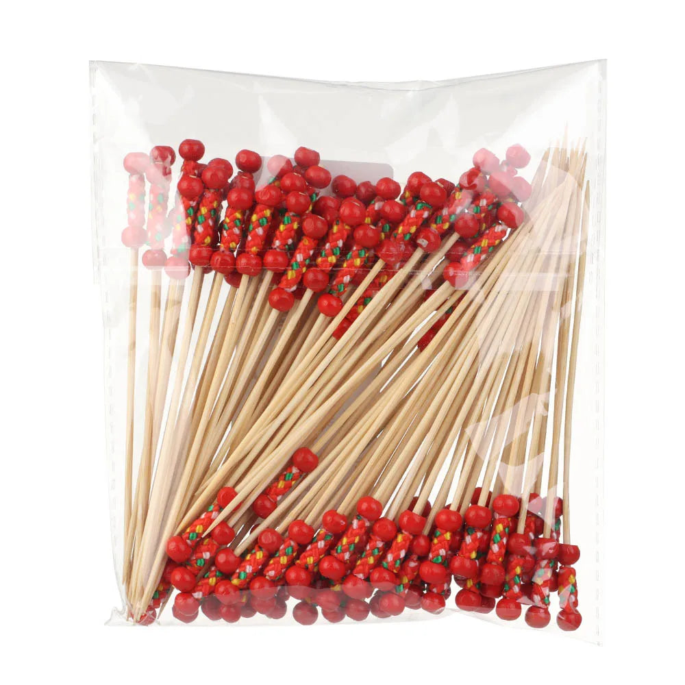 100 pezzi Barbeque Bar Tool Kitchen & Bar Cocktail Picks Bamboo Knot spiedini Fruit Forks Stick