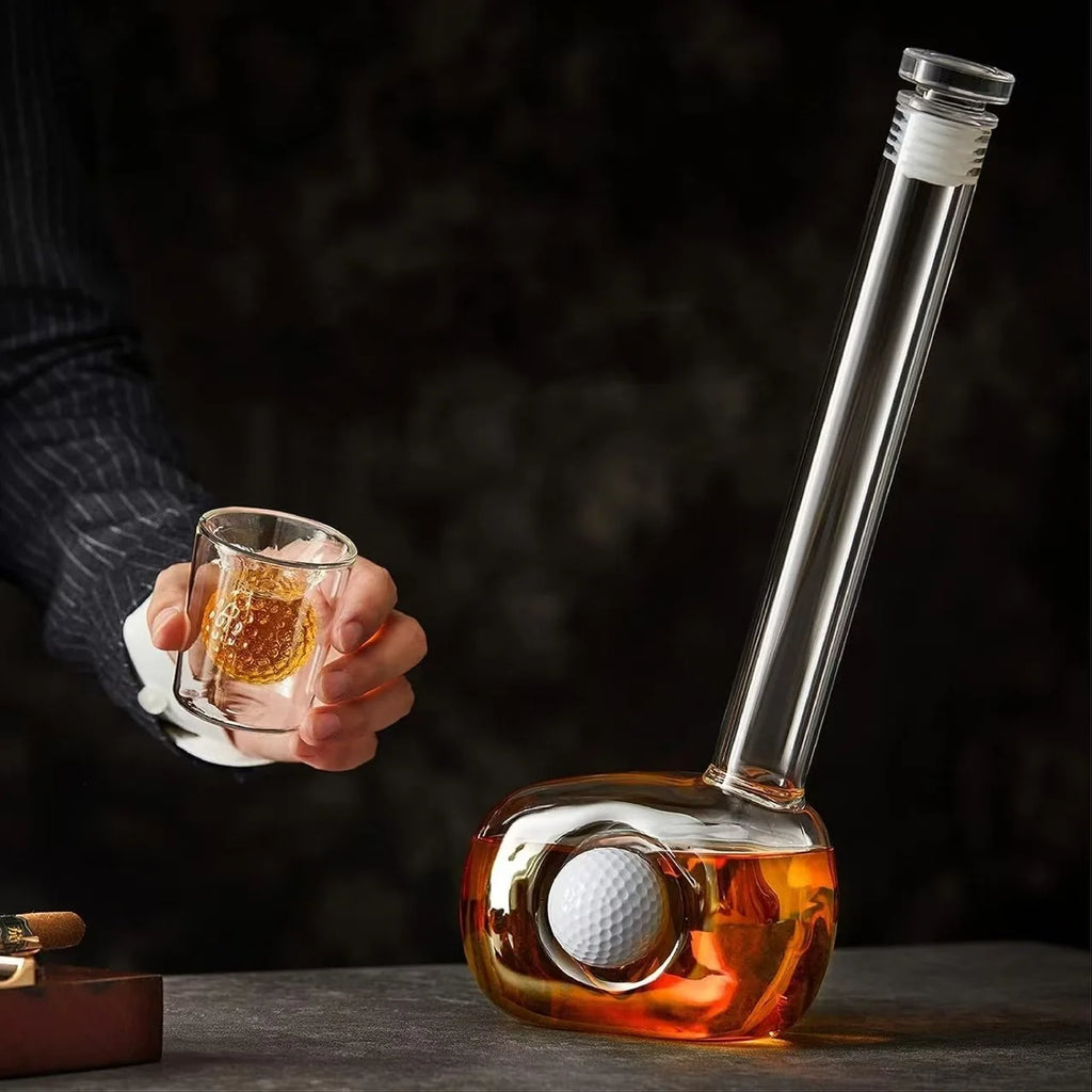 Set da golf per whisky di fascia alta - Decanter da 1000 ml con 4 bicchieri, confezione regalo, design per la prevenzione dell'ossidazione