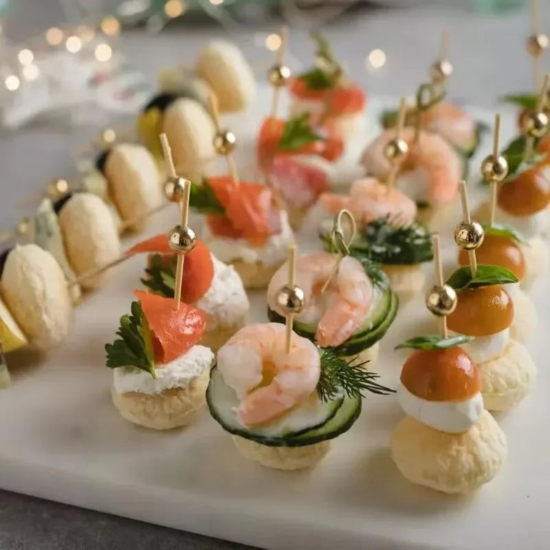 100 pezzi oro argentato bianco perla spiedini di bambù frutta perla spiedini di bambù torta di partito dessert cocktail cibo buffet stuzzicadenti