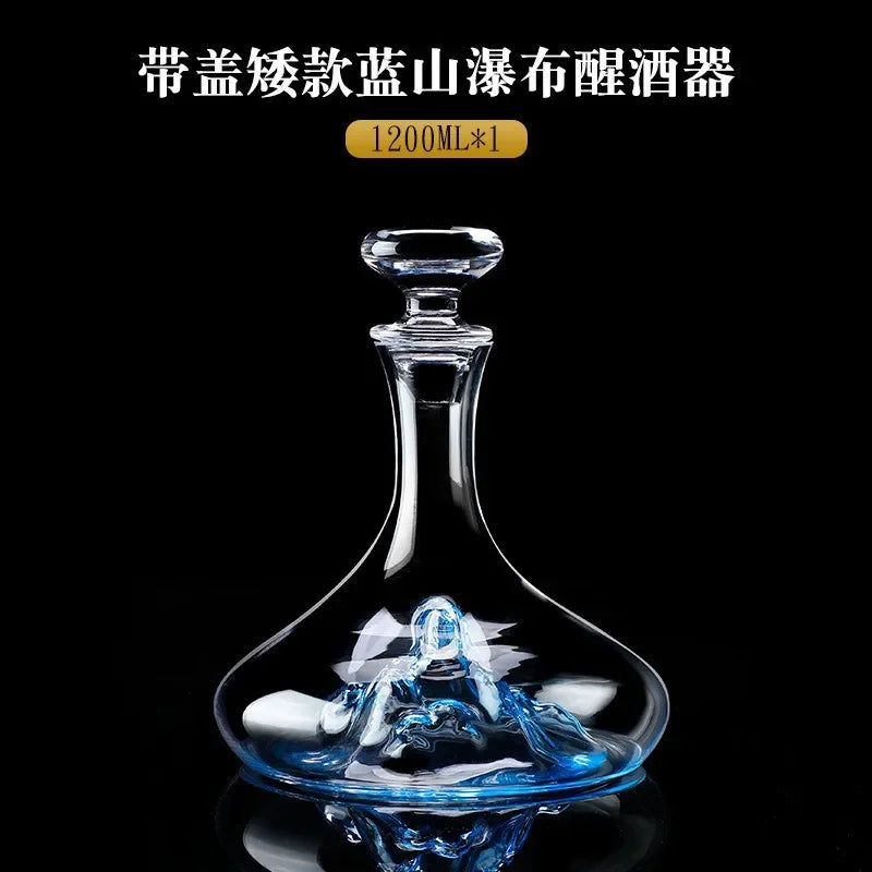 Decanter in vetro trasparente Iceberg blu di lusso leggero europeo Filtro per vino rosso di alto valore e divisore per vino Utensili per vino di fascia alta