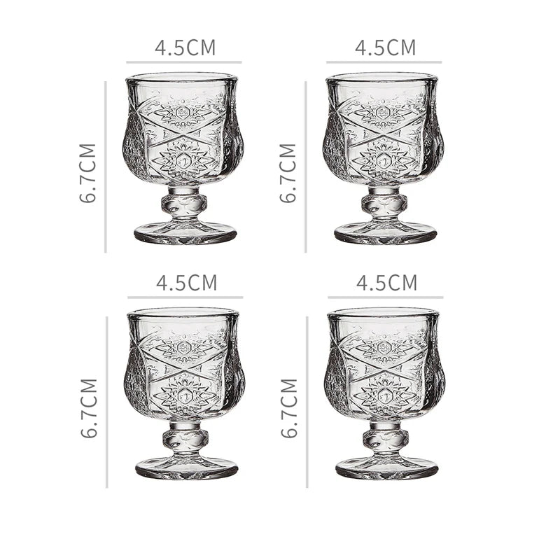 4 pezzi set di bicchieri da cocktail squisiti da 50 ml bicchieri da vino piccoli intagliati vintage bicchieri da liquori per feste bicchieri da vino dolce trasparenti di fascia alta