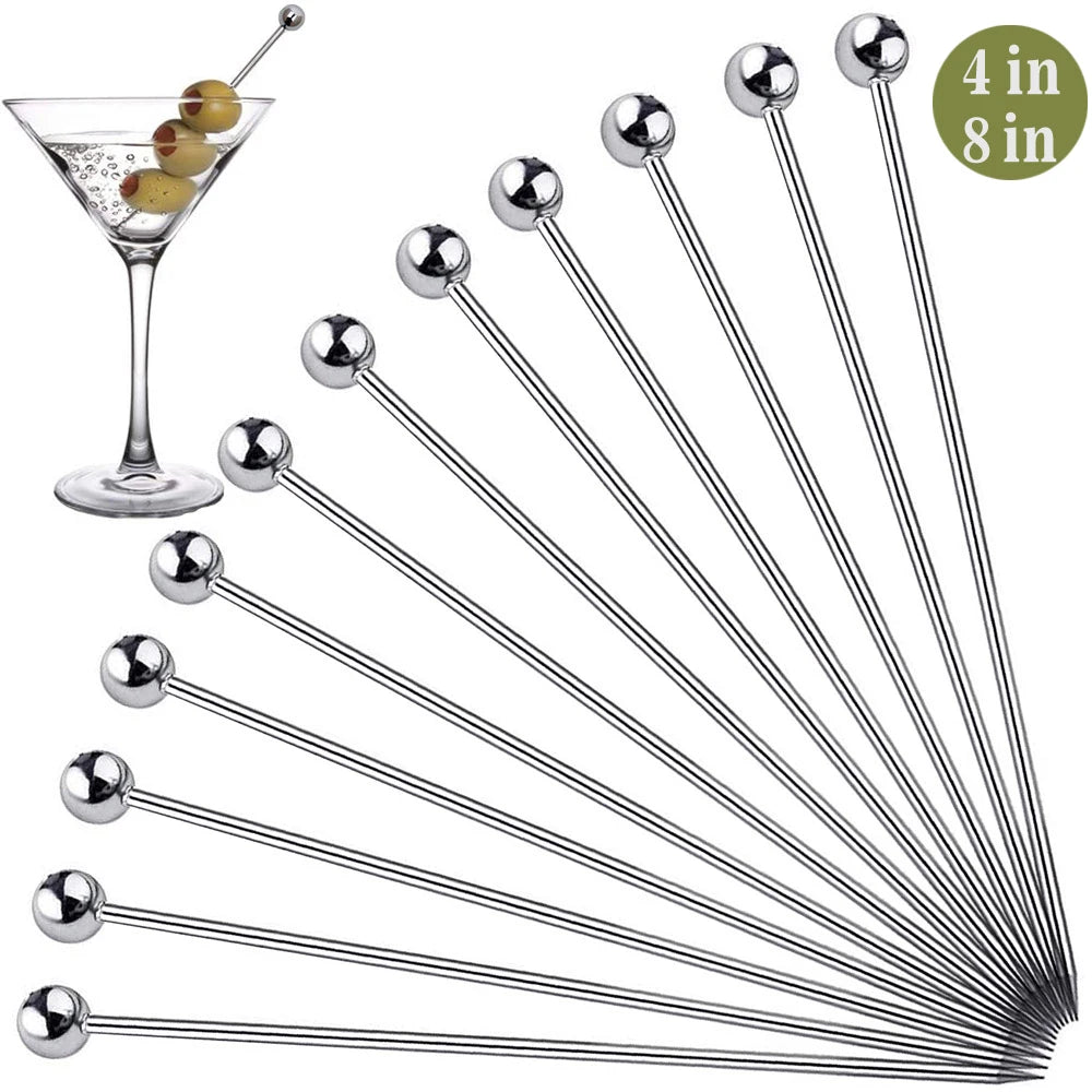 12 pezzi plettri da cocktail in acciaio inossidabile strumenti da bar bastoncini per agitare bevande decorazione bastoncini di frutta riutilizzabili plettro da cocktail per feste