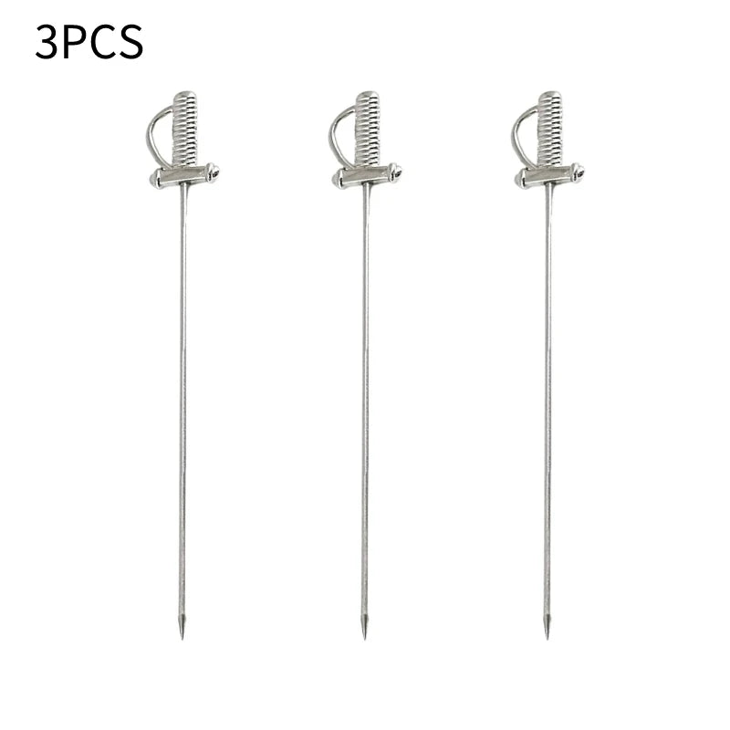 3 pezzi in acciaio inossidabile cocktail vino aghi plettri bastone riutilizzabili spiedini da cocktail in metallo olive antipasti bar festa di Natale