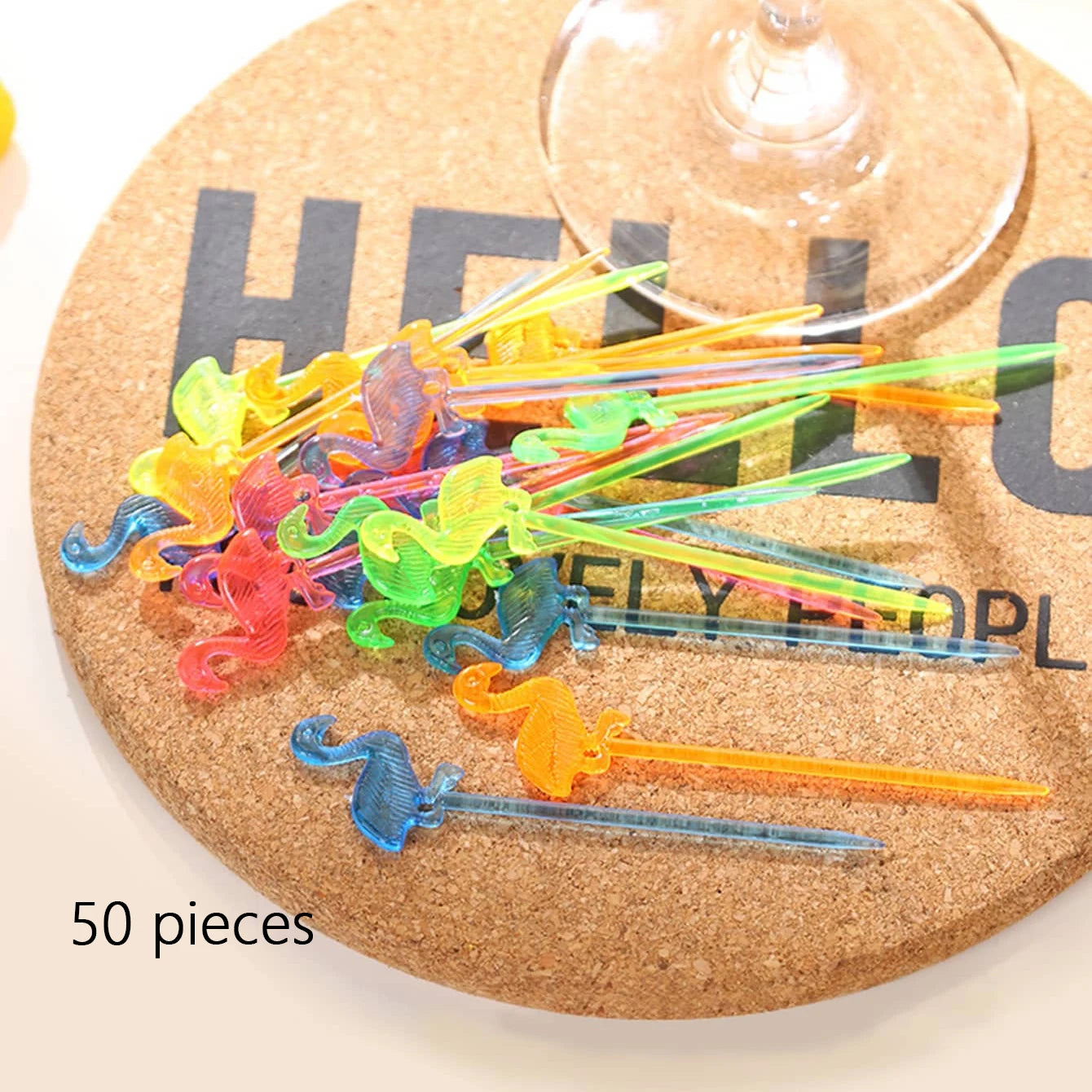 50 Pz/lotto di Plastica Flamingo Cibo Picks Buffet Cupcake Frutta Forchetta Torta Dessert Insalata Bastoni Cocktail Stuzzicadenti Stoviglie Forniture