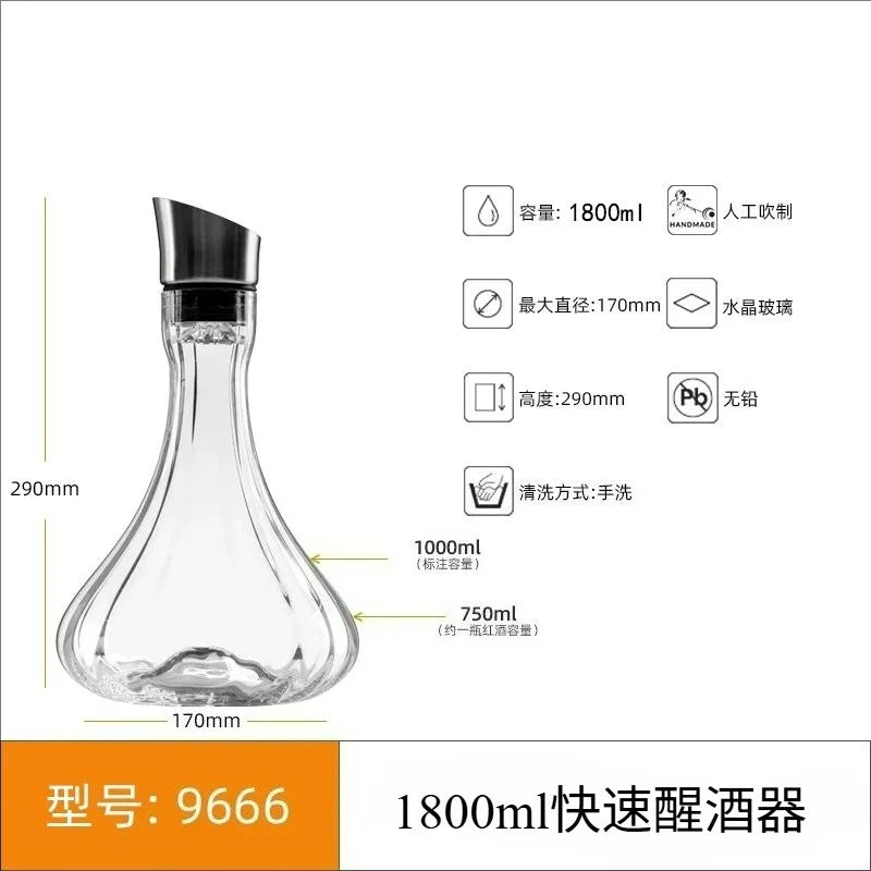 Decanter per vino in vetro di cristallo di lusso in stile europeo con manico per vino rosso Accessori per bere eleganti articoli da bar per la casa