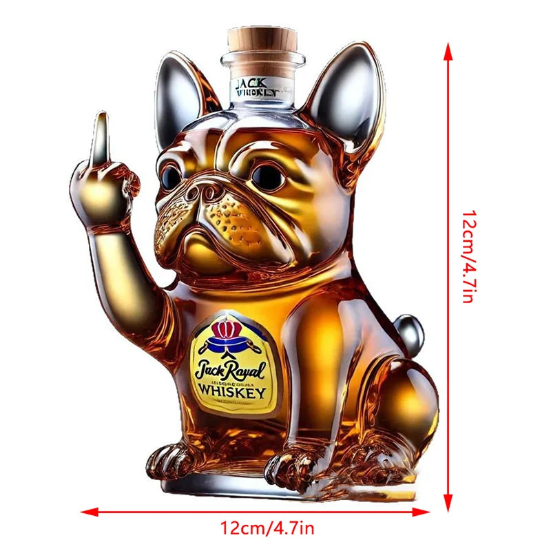 Divertente decanter per whisky con bottiglia di whisky con bulldog francese per scherzi, bar, ufficio e decorazioni per la casa, bottiglia per cocktail di vino