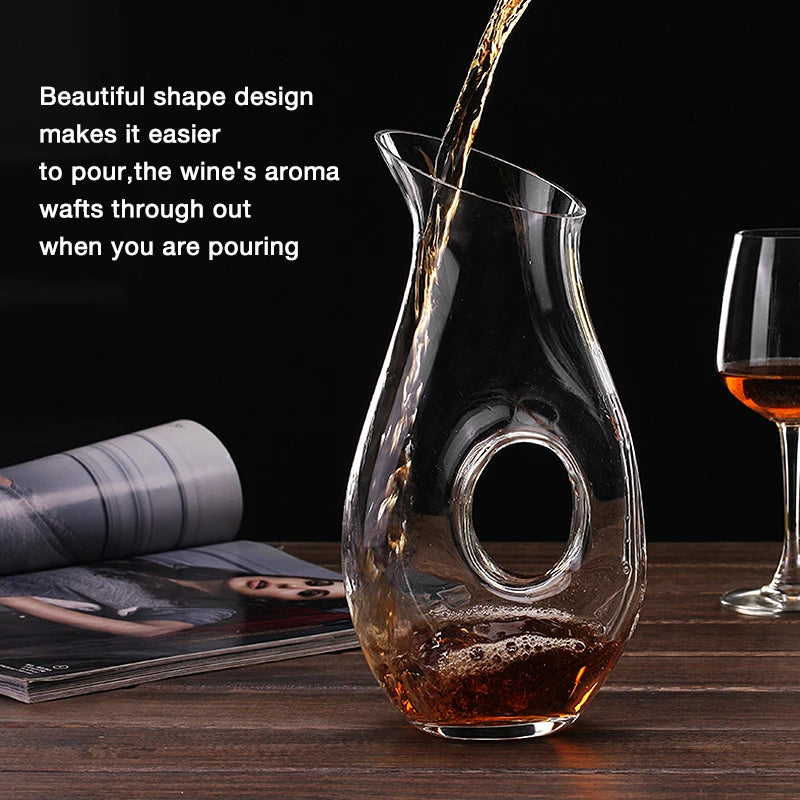 Decanter per vino a cerchio cavo - Decanter con eleganza Decanter per vino rosso in vetro trasparente senza piombo Contenitore per succo Decanter per vino