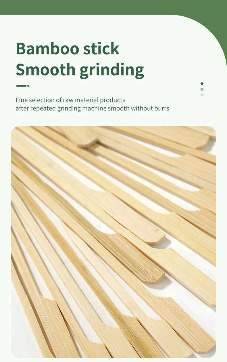 100 pezzi bastoncini di bambù spiedini di bambù naturali usa e getta barbecue bastoncini per barbecue per Kabob cocktail di frutta campeggio strumenti per barbecue per feste