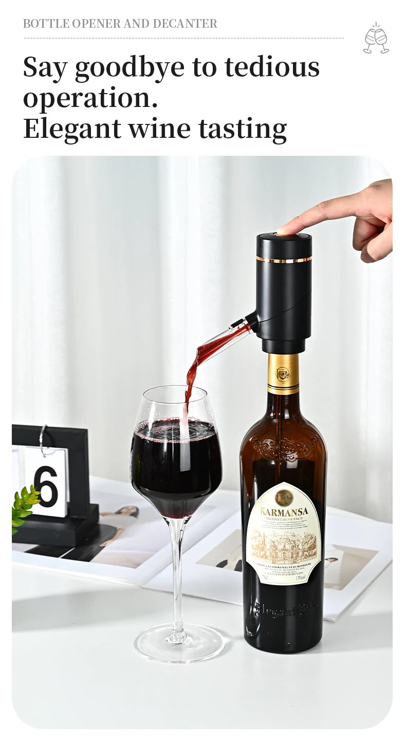 Decanter elettrico ricaricabile con pompa a vuoto veloce Set di apertura automatica per vino Aeratore per vino Decanter rapido elettronico