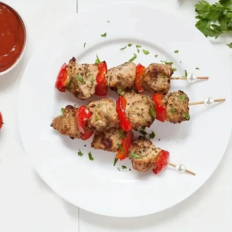 100 pezzi oro argentato bianco perla spiedini di bambù frutta perla spiedini di bambù torta di partito dessert cocktail cibo buffet stuzzicadenti