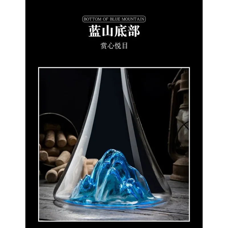 Decanter in vetro trasparente Iceberg blu di lusso leggero europeo Filtro per vino rosso di alto valore e divisore per vino Utensili per vino di fascia alta