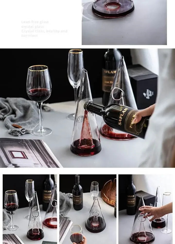 Decanter rapido per vino rosso Divisore per vino in vetro piramidale personalizzato di piccola capacità