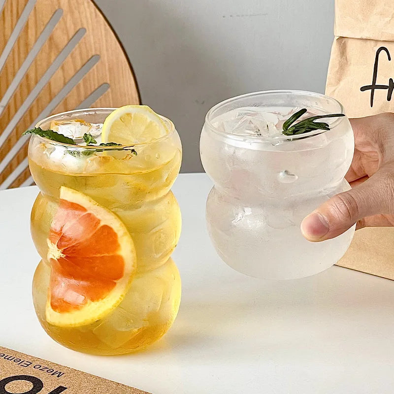 350/550ml Tazza di vetro trasparente Tazza di caffè freddo con cannuccia Dessert Succo di latte Bicchieri Tazza Bicchieri da cocktail per feste Tazza da tè