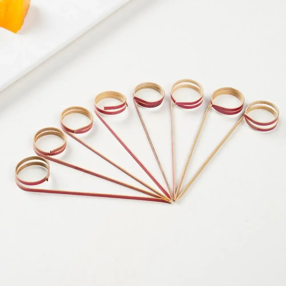 100 pezzi Barbeque Bar Tool Kitchen & Bar Cocktail Picks Bamboo Knot spiedini Fruit Forks Stick