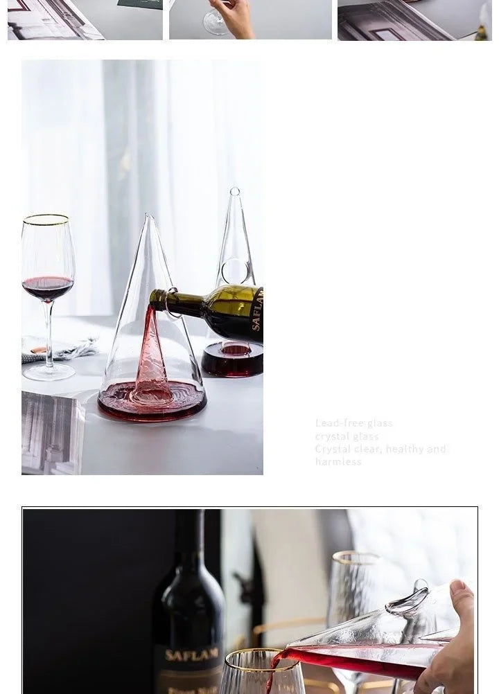 Decanter rapido per vino rosso Divisore per vino in vetro piramidale personalizzato di piccola capacità
