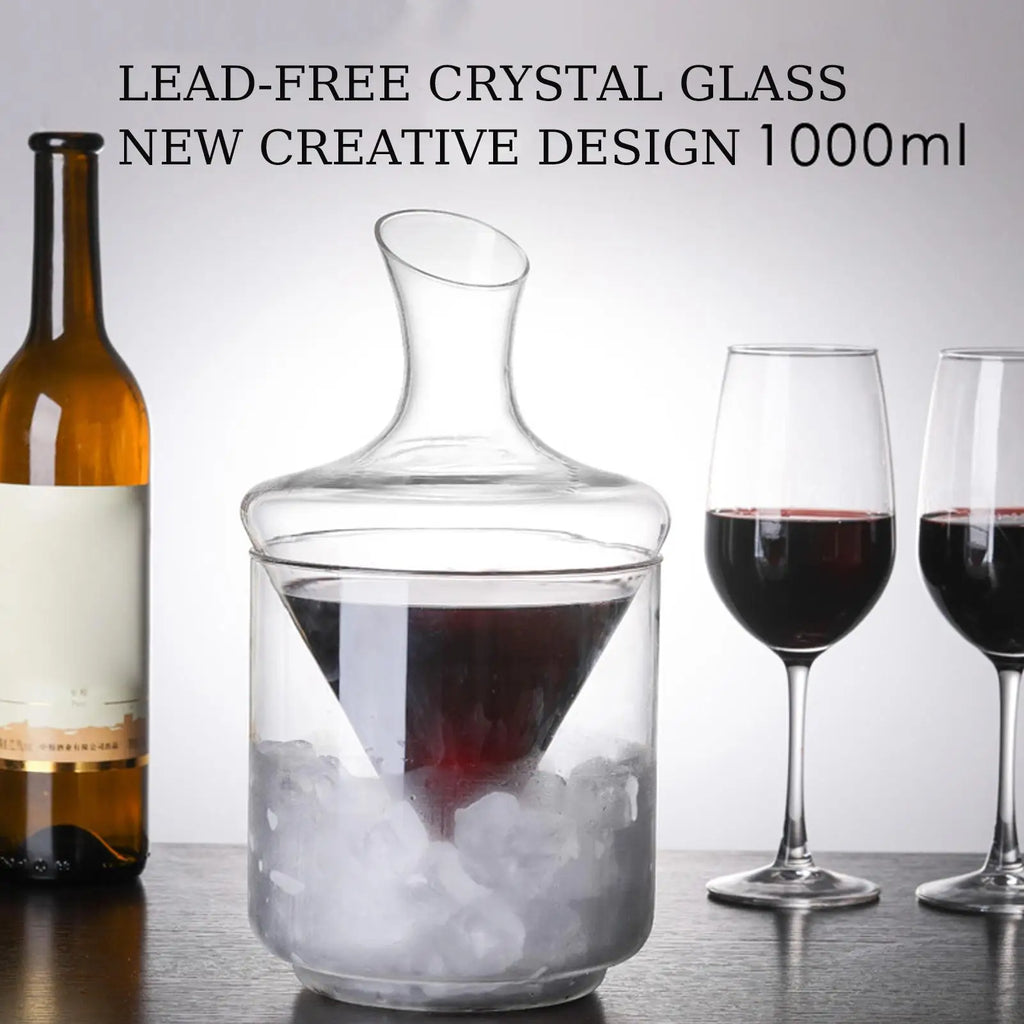 Decanter per whisky Decanter per liquori in vetro con secchiello per il ghiaccio Contenitore per decanter per vino con secchiello per il ghiaccio per ristoranti, hotel, club