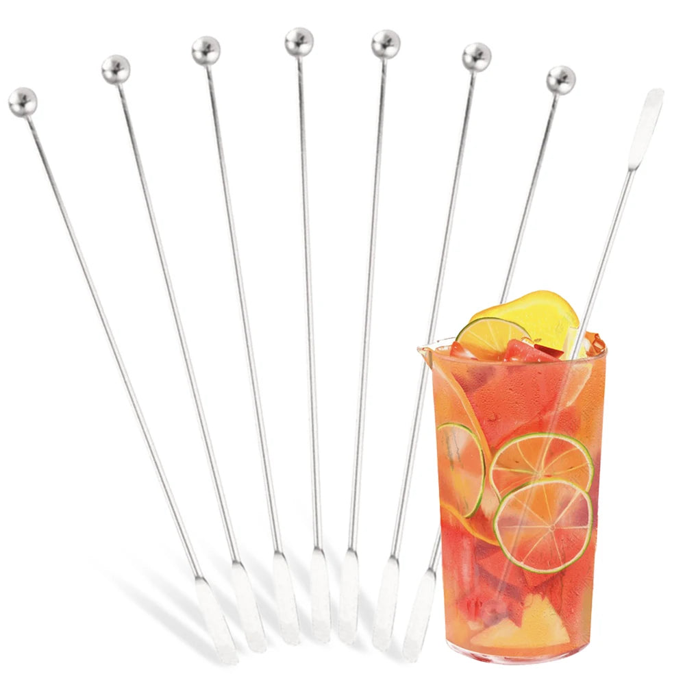 Plettri da cocktail in acciaio inossidabile 304 argento Strumenti da bar Bastoncini per agitare bevande Decorazione Bastoncini di frutta riutilizzabili Plettri da cocktail