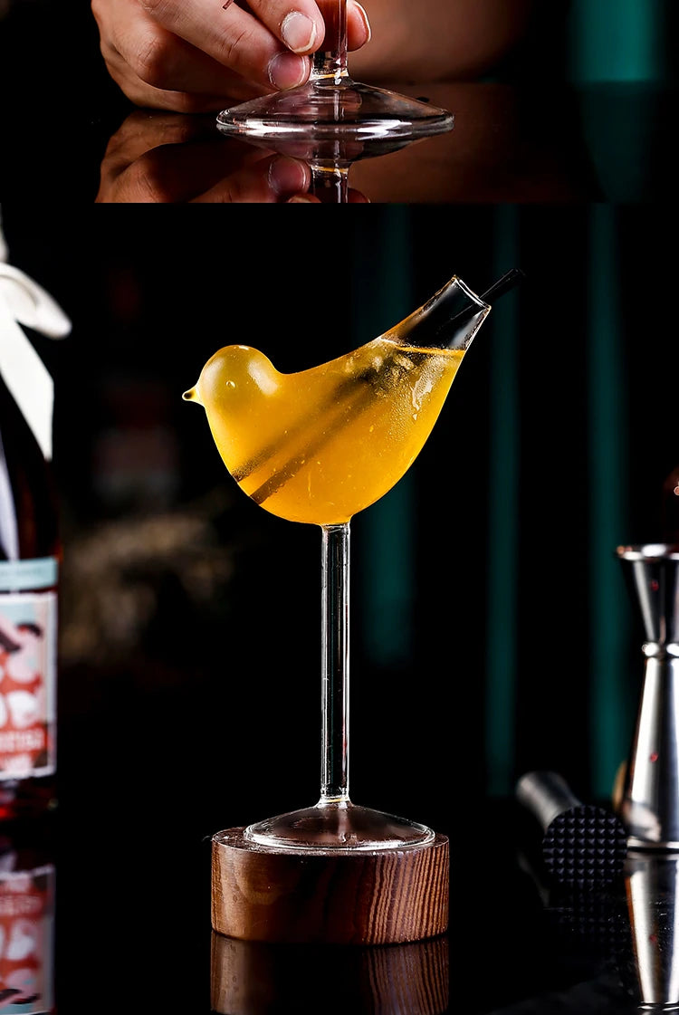 Bicchiere da cocktail creativo con pesciolini, polpo, cigno, uccello, calice trasparente con cannuccia, tazza di succo di vino per feste, bar, discoteca