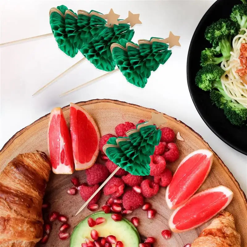 50 pezzi Cocktail Picks Xmas Tree Style Cup Picks Dessert bastoncini di frutta strumenti da Bar bastoncini di agitazione decorazione natalizia per feste di matrimonio