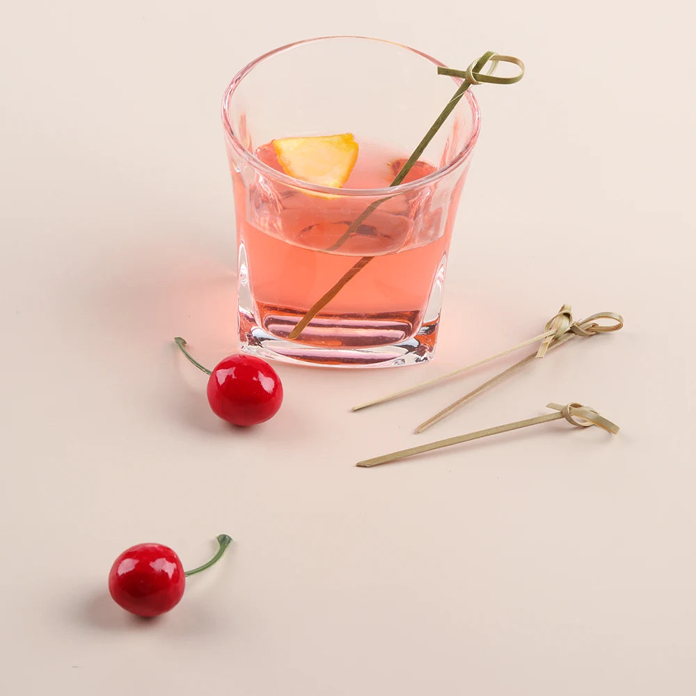 100 pezzi Barbeque Bar Tool Kitchen & Bar Cocktail Picks Bamboo Knot spiedini Fruit Forks Stick
