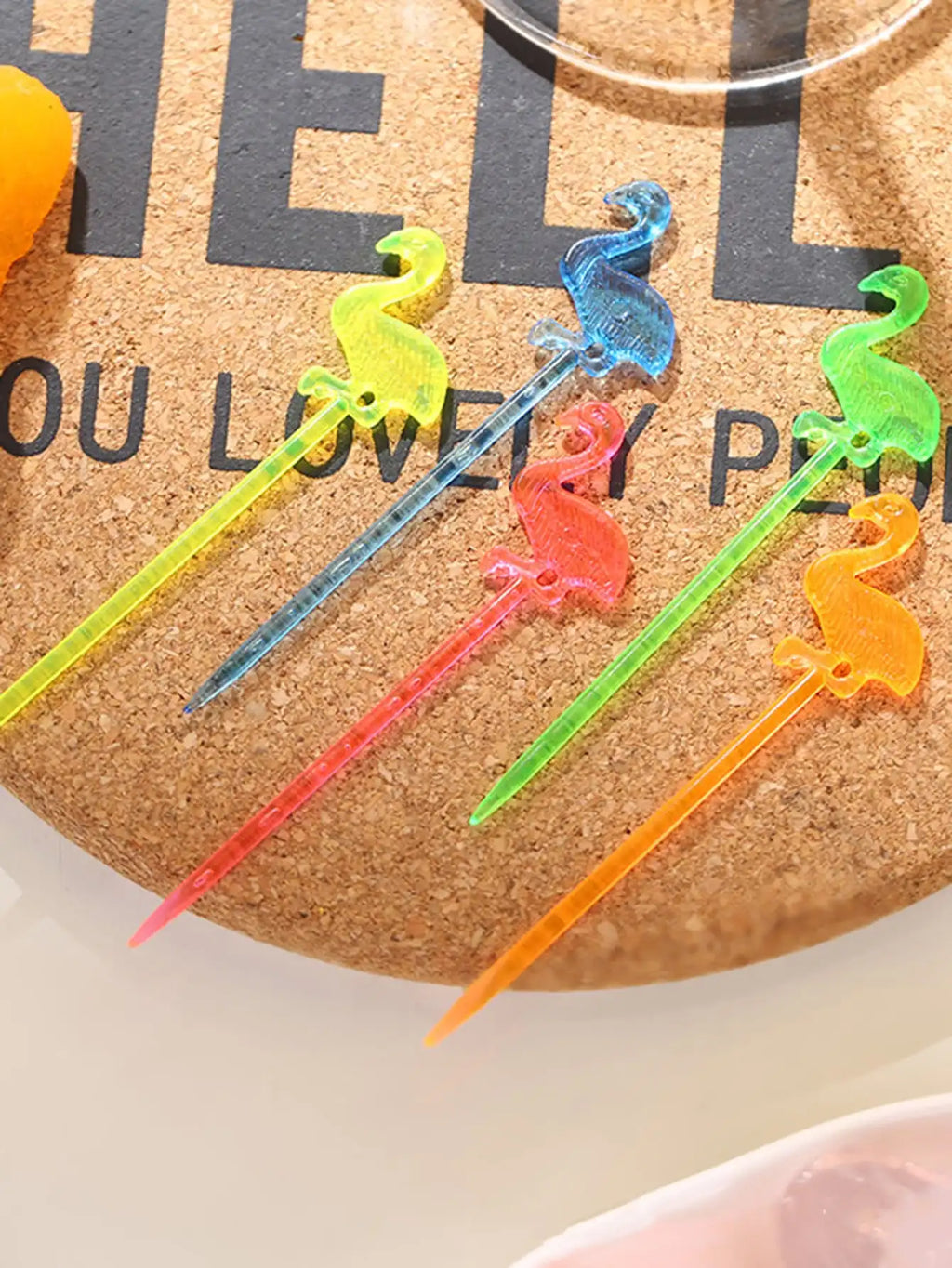 50 Pz/lotto di Plastica Flamingo Cibo Picks Buffet Cupcake Frutta Forchetta Torta Dessert Insalata Bastoni Cocktail Stuzzicadenti Stoviglie Forniture