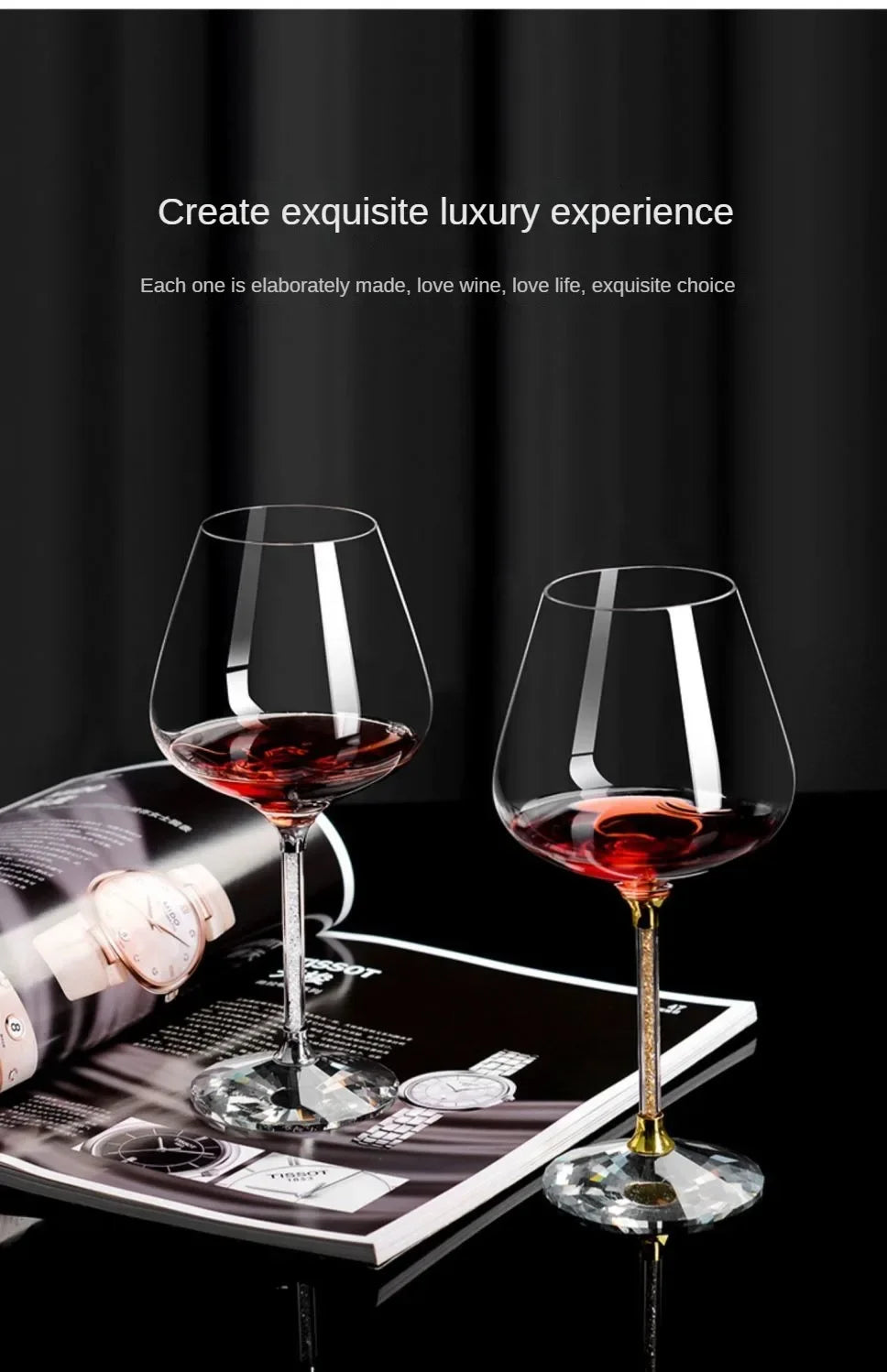 Bicchiere da vino rosso di fascia alta di lusso leggero Set bicchiere da vino alto bicchiere da vino bicchieri da bere per flauto di Champagne