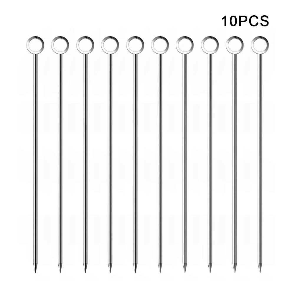 Plettri da cocktail Antipasto Spiedini in acciaio inossidabile per stuzzicadenti Bastoncini di frutta Stuzzicadenti in metallo Martini Stick Fancy Garnish Oliva