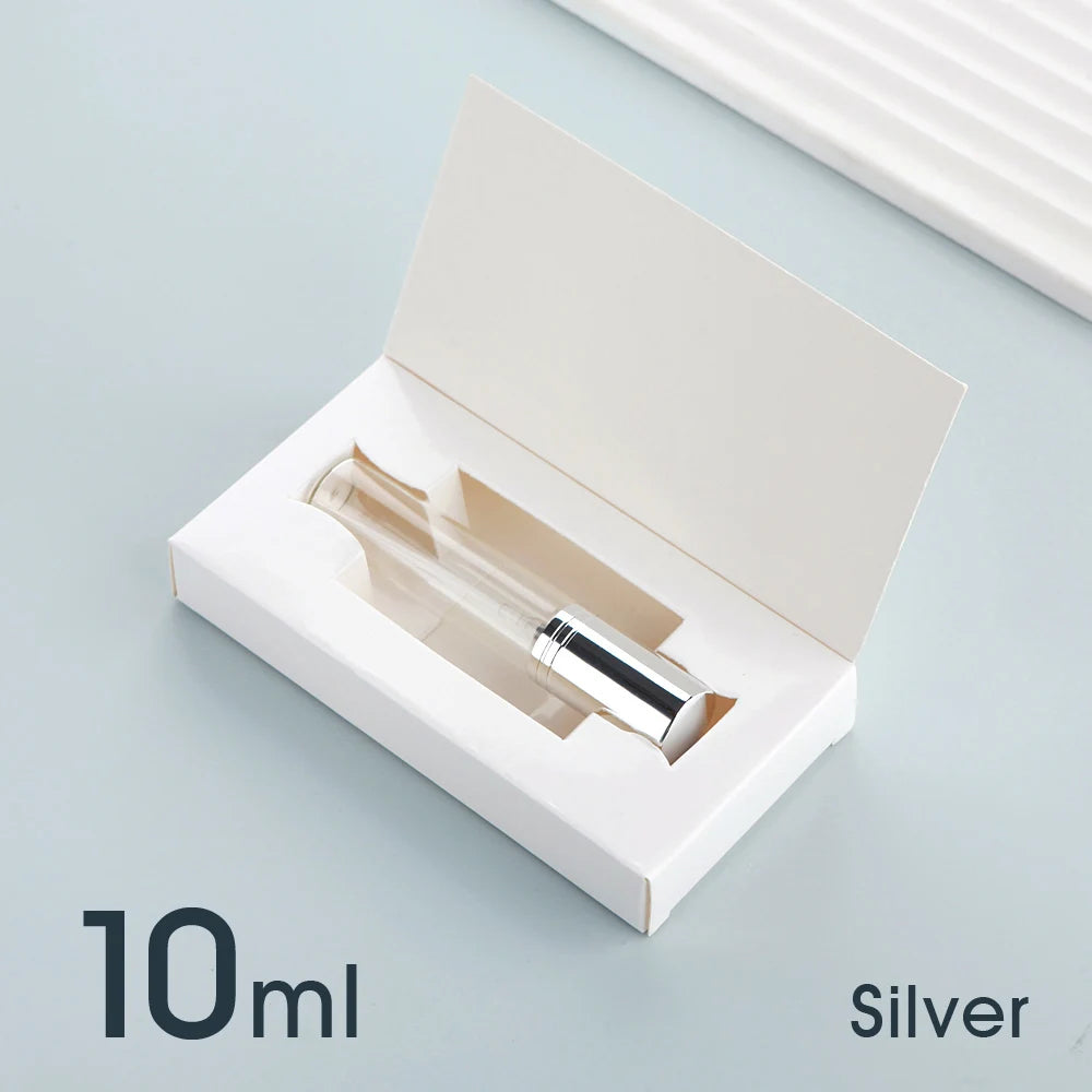 Flacone spray per profumo da 50 pezzi 5ml 10ml con confezione Flacone spray riutilizzabile per profumo sprinkler mini flaconi spray in alluminio