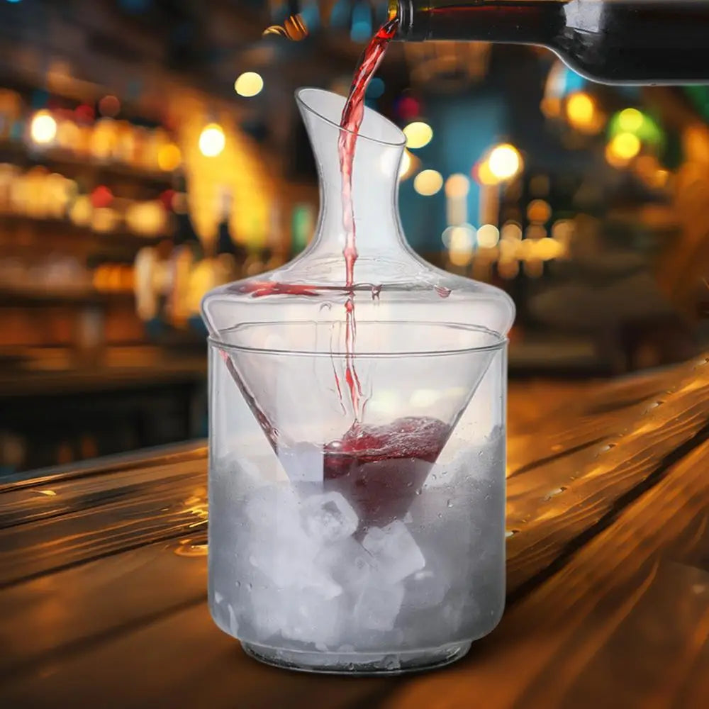 Decanter per whisky Decanter per liquori in vetro con secchiello per il ghiaccio Contenitore per decanter per vino con secchiello per il ghiaccio per ristoranti, hotel, club