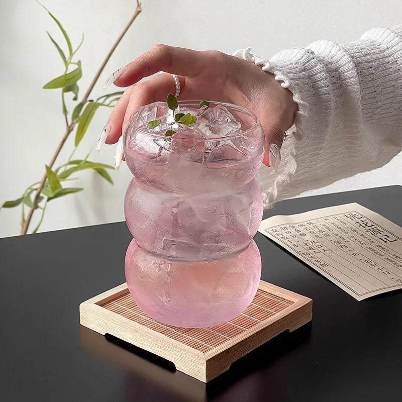 350/550ml Tazza di vetro trasparente Tazza di caffè freddo con cannuccia Dessert Succo di latte Bicchieri Tazza Bicchieri da cocktail per feste Tazza da tè