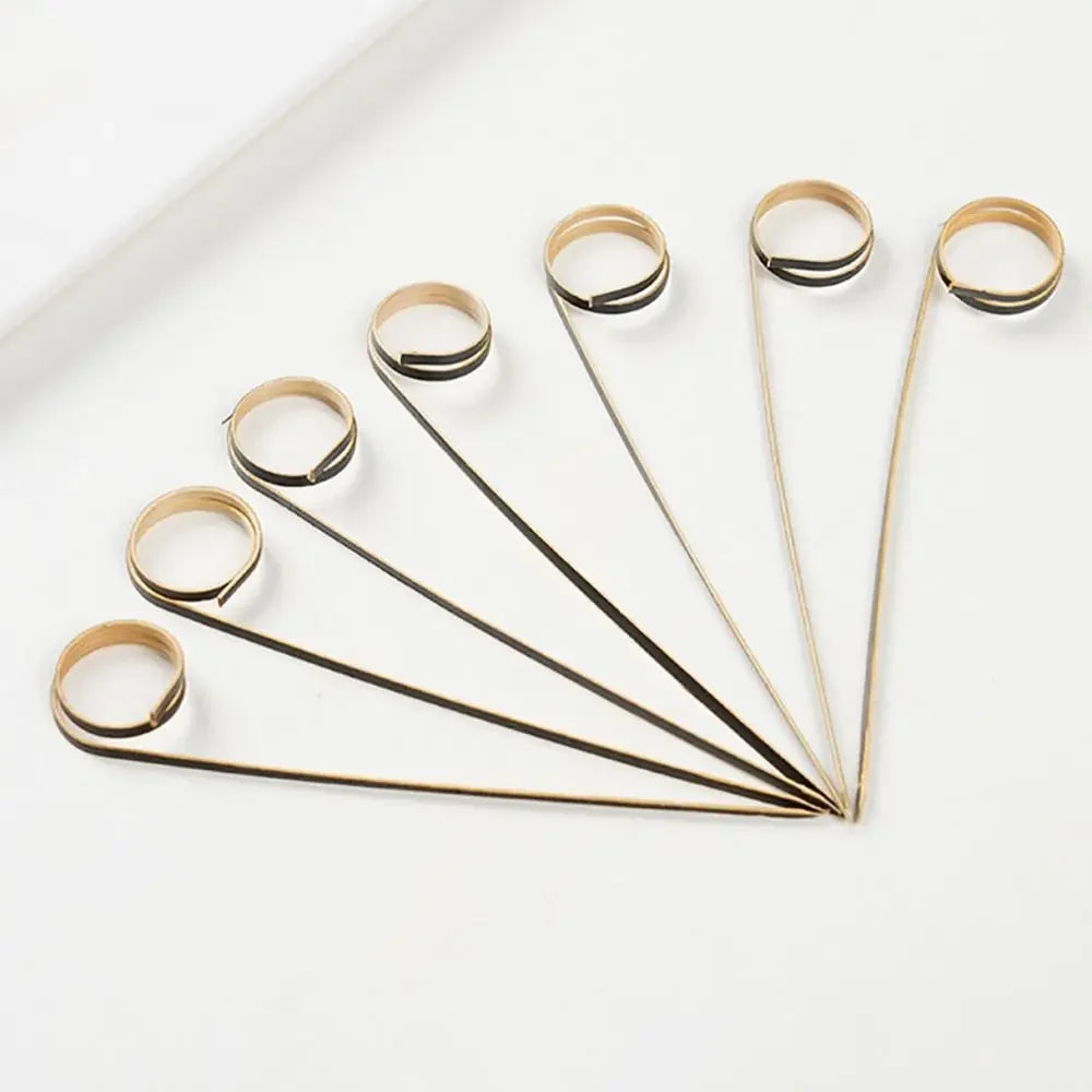 100 pezzi Barbeque Bar Tool Kitchen & Bar Cocktail Picks Bamboo Knot spiedini Fruit Forks Stick