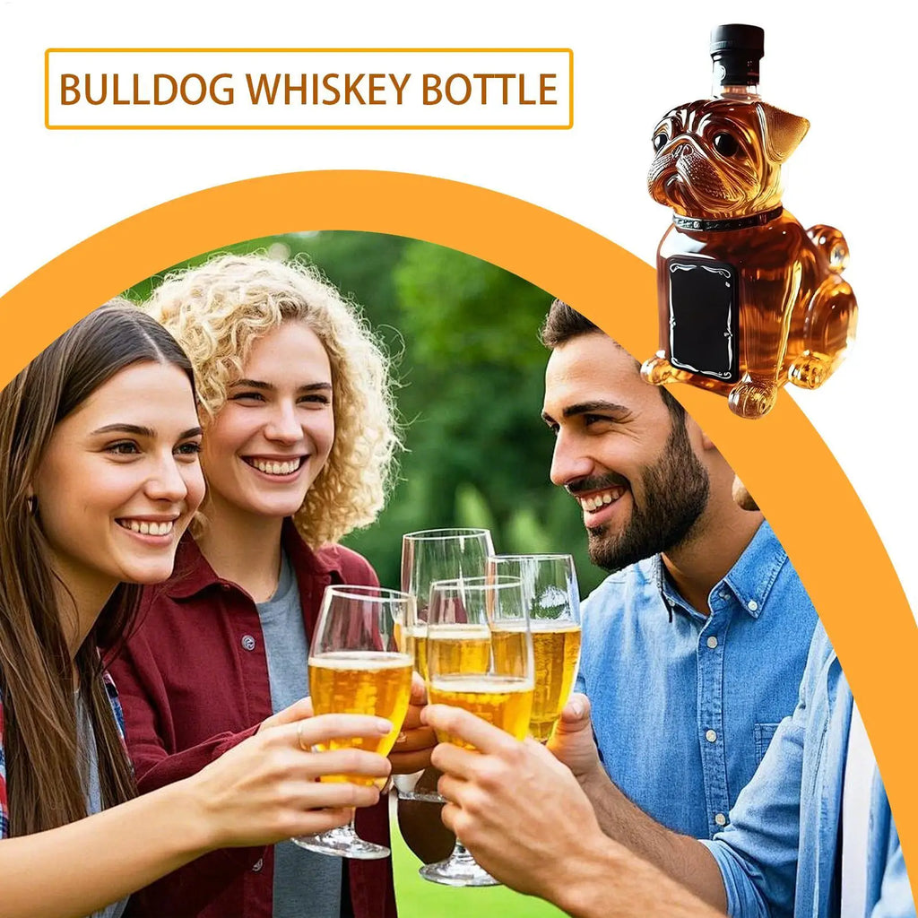 Decanter per animali creativo da 300 ml Bottiglia di liquore in vetro realistico Ispirato a Bulldog Whisky Vino Brandy Scotchs Bourbon Vodka Decanter