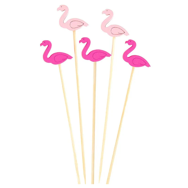 100 bastoncini da Cocktail spiedini di bambù scelte di frutta per Cocktail antipasti frutta dessert forniture per feste spiedini di frutta-fenicottero