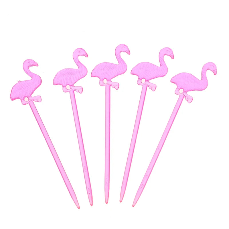 50 pz animale fenicottero cuore forniture per feste cibo Picks Buffet frutta forchetta Snack torta Dessert insalata bastoncini Cocktail stuzzicadenti Skewe