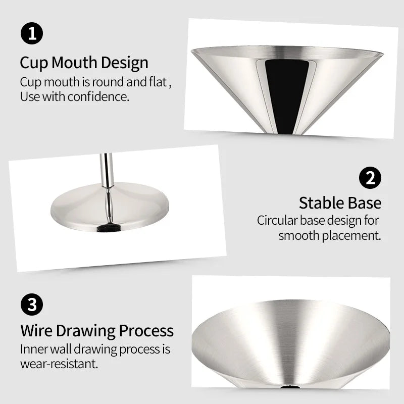 6 pezzi eleganti bicchieri da vino Martell 200 ml infrangibili in metallo acciaio inossidabile cocktail martell bicchieri da vino per feste bar matrimoni