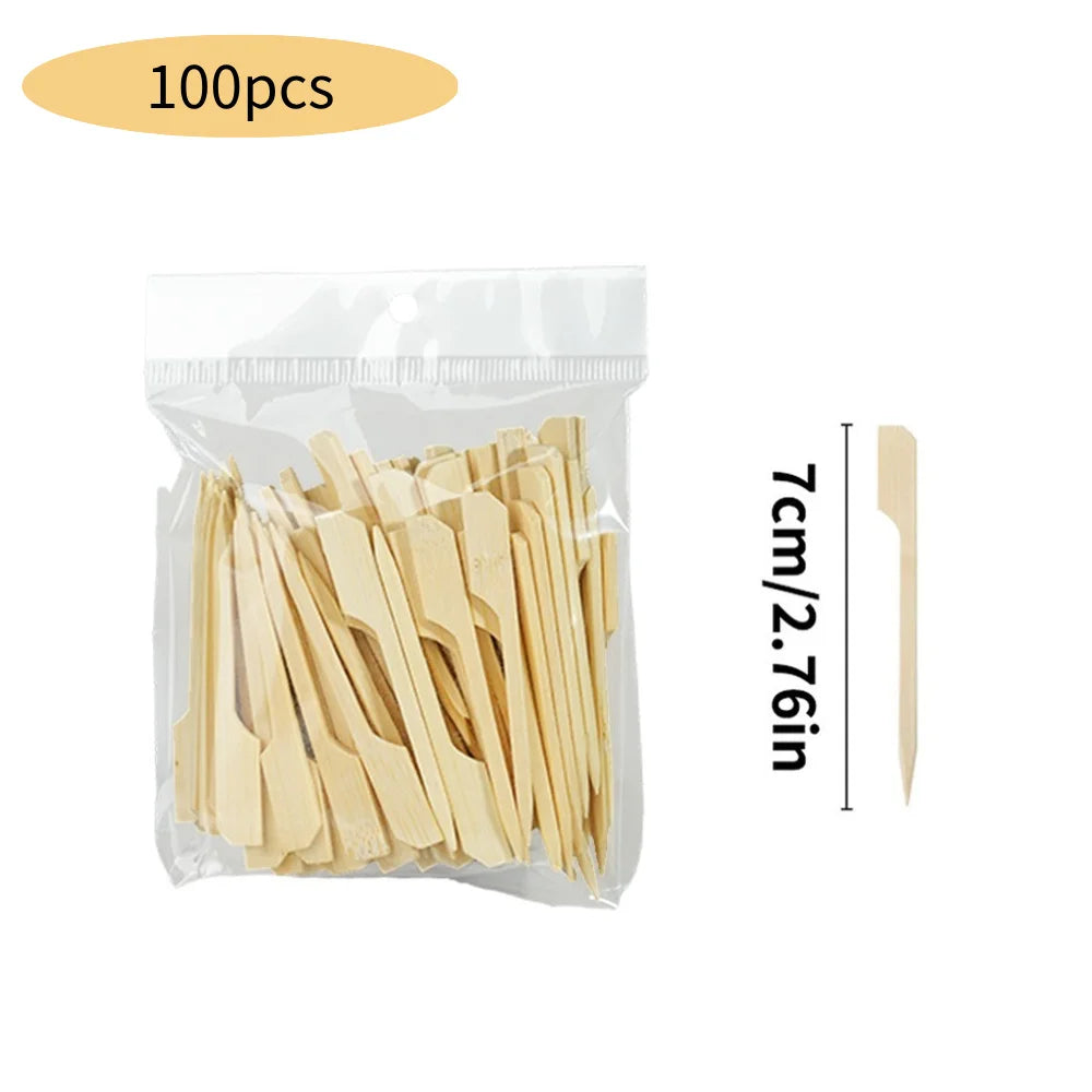 100 pezzi bastoncini di bambù spiedini di bambù naturali usa e getta barbecue bastoncini per barbecue per Kabob cocktail di frutta campeggio strumenti per barbecue per feste