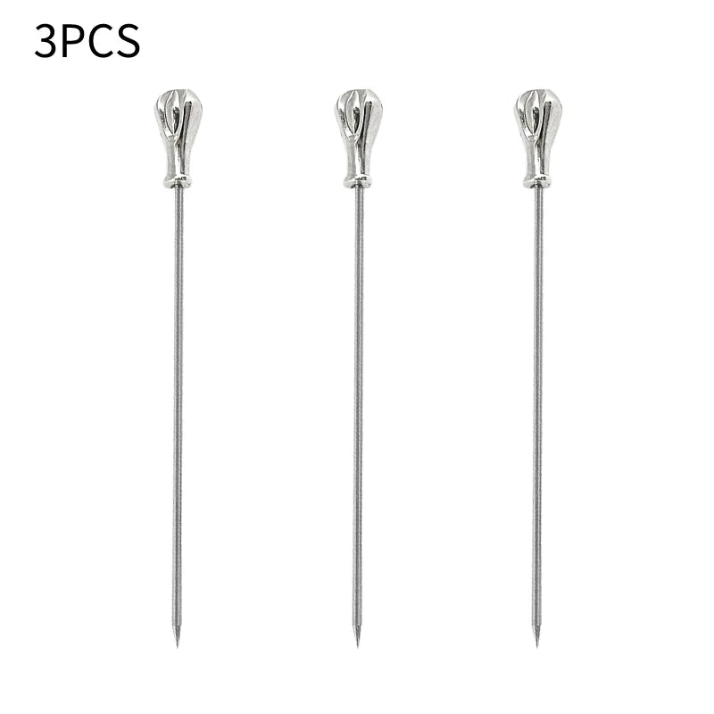 3 pezzi in acciaio inossidabile cocktail vino aghi plettri bastone riutilizzabili spiedini da cocktail in metallo olive antipasti bar festa di Natale