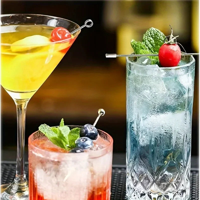 4 pezzi di plettri da cocktail in acciaio inossidabile, plettri da frutta, bastoncini da cocktail per bar, pub, club, ristorante e accessori per bicchieri per uso domestico
