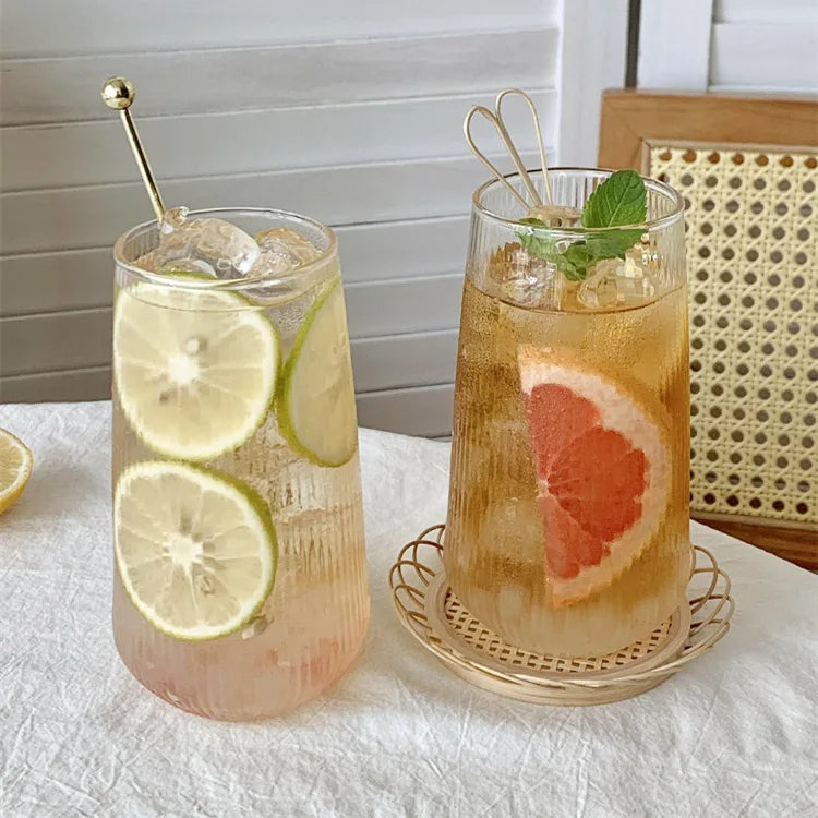 500Ml tazza di vetro a righe semplici vino caffè bicchieri bicchiere tazza di vetro acqua whisky birra Cocktail caffè latte bicchieri Bar Tool