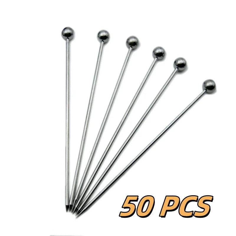 10/50/100 pezzi plettri da cocktail in acciaio inossidabile bastoncini di frutta stuzzicadenti per strumenti da bar per feste bastoncini per agitazione per bevande plettri per Martini festa